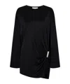 Attico Mini Dress With Distinctive Curling Detail And Logo In Black
