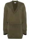 Attico Green Layered Cotton Sweater Dress In Green