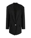 Attico Glen Pinstripe Single-breasted Blazer In Black