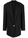 Attico Glen Pinstriped Wool Blazer In Blue