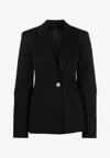 Attico Glen Single-breasted Virgin Wool Blazer In Black