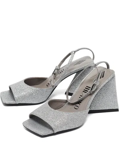 Pre-owned Attico Glitter-finish Sandals In Silver