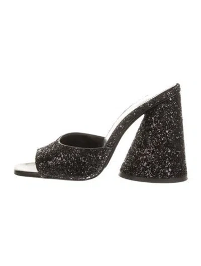 Pre-owned Attico Glitter Slides In Black