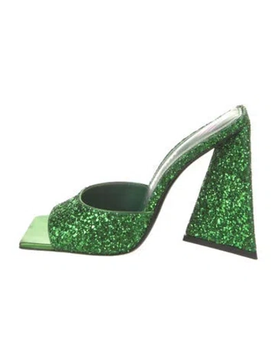 Pre-owned Attico Glitter Slides In Green
