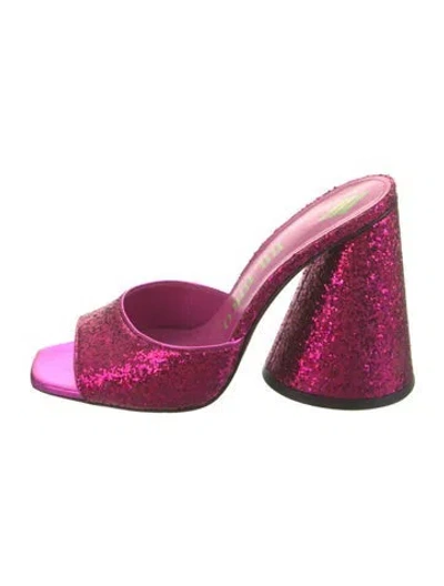Pre-owned Attico Glitter Slides In Pink