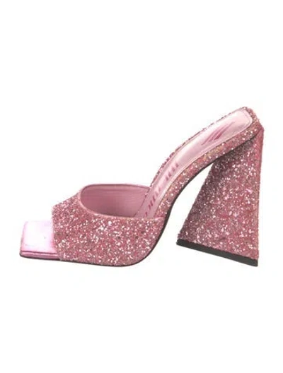 Pre-owned Attico Glitter Slides In Pink