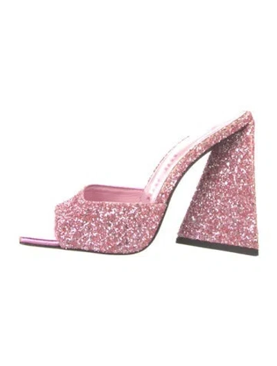 Pre-owned Attico Glitter Slides In Pink