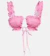 Attico Glory Ruffled Cotton Bra Top In Neon Pink