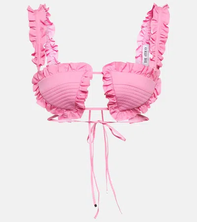 ATTICO GLORY RUFFLED COTTON BRA TOP