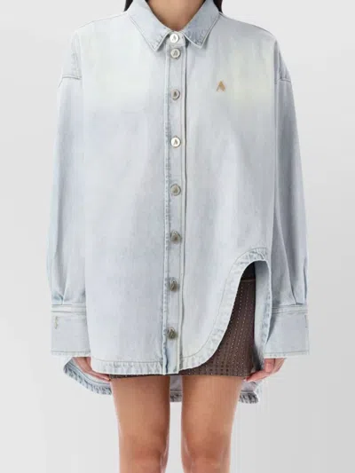 ATTICO GLOSSY DENIM SHIRT CURVED HEM