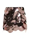 Attico Rose Gold Rue Miniskirt With Sequins At The Front In Rayon Woman In Gold