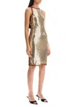Attico Gold Sequin Mini Dress Without Sleeves