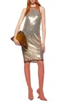 Attico Gold Sequin Mini Dress Without Sleeves In Gold