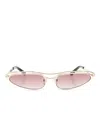 Attico Curved Tips Gold-tone Slim Frame Sunglasses In Pink