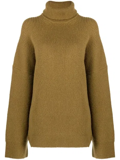 Attico Grace Oversize Wool Sweater In Green