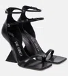 Attico 'grace' Black Sandals With Double Ankle Strap And Pyramid Wedge In Leather Woman In Black