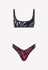 Attico Gradient Animal Print Bikini In Multicolor