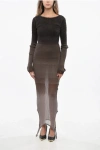 Attico Gradient Effect Ribbed Bodycon Dress In Brown