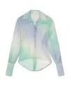Attico Gradient Mesh Button-up Shirt In Green