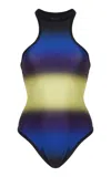 Attico Gradient-printed Racerback One-piece Swimsuit In Blue