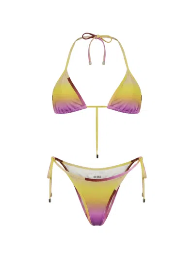 Attico Gradient-effect Triangle Bikini In Yellow