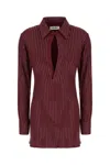 Attico Embellished Collared Dress In Burgundy