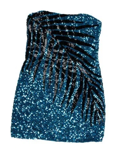 Pre-owned Attico Graphic Print Mini Dress In Blue