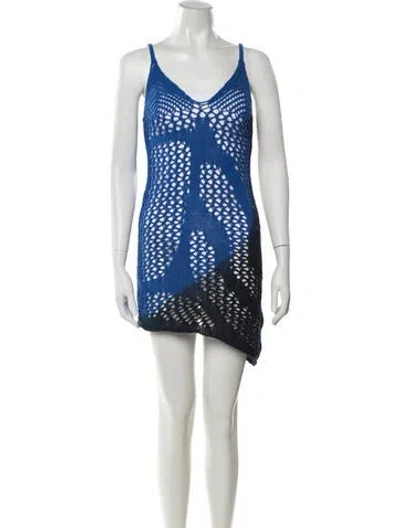 Pre-owned Attico Graphic Print Mini Dress W/ Tags In Blue