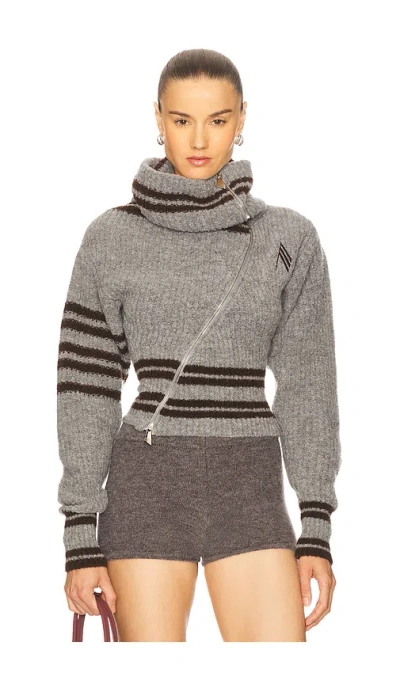 Attico Geometric Cardigan In Gray