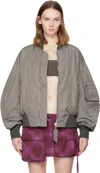 Attico Gray Anja Bomber Jacket In Gray