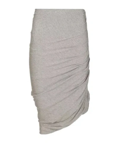 Attico Gray Asymmetric Midi Skirt