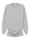 Attico Gray Cotton Short Dress With A Crew Neck In Grey