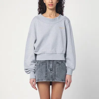 Attico Grey Cotton Logo Sweatshirt In Grigio E Beige