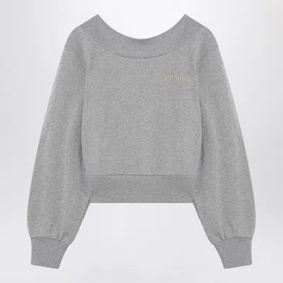ATTICO GRAY MÉLANGE/BEIGE SWEATSHIRT WITH CUT OUT
