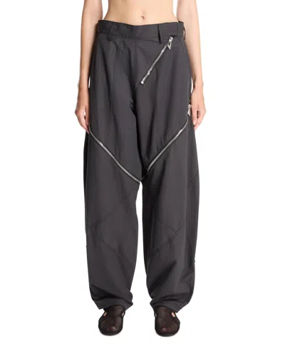Attico Gray Parachute Zip Trousers In Black