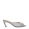 Attico Ada Silver Hotfixed Synthetic Satin Mules In Gray