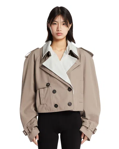 Attico Short Trench Jacket In Brown