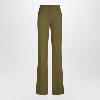 ATTICO THE ATTICO MILITARY GREEN WOOL GABARDINE TROUSERS