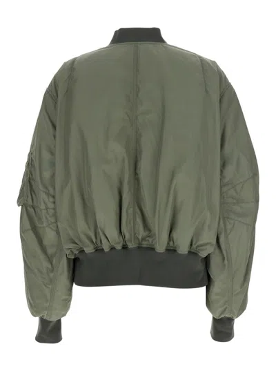 ATTICO GREEN BOMBER JACKET WITH ZIP POCKET ON THE SLEEVE IN TECH FABRIC WOMAN