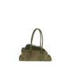 Attico Small La Passeggiata Suede Bag In Green