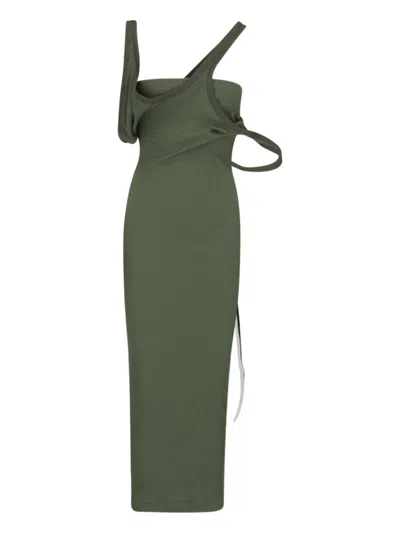 Attico Green Cotton Long Dress