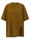 Attico Embroidered Logo T-shirt With Asymmetric Hem In Green