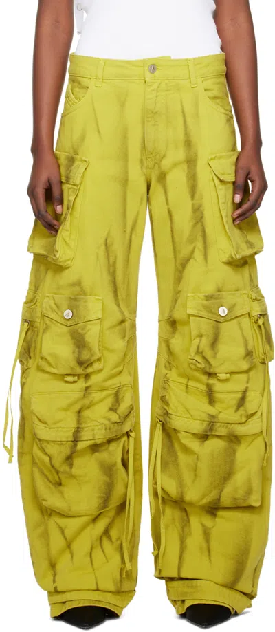 Attico Fern Wide-leg Cargo Jeans In Green