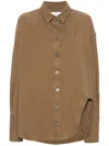 Attico Spread-collar Gabardine Coat In Braun