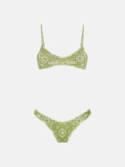 ATTICO GREEN, MILITARY GREEN AND WHITE BIKINI