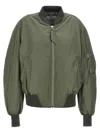 Attico Green Bomber Jacket With Zip Pocket On The Sleeve In Tech Fabric Woman In Green
