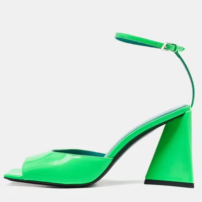 Pre-owned Attico Green Patent Leather Devon Ankle Strap Sandals Size 40