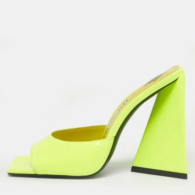Attico Green Patent Leather Devon Slide Sandals
