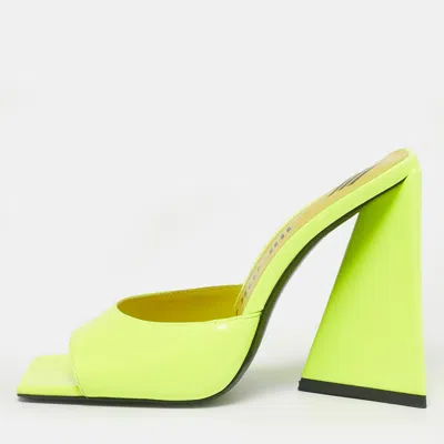 Pre-owned Attico Green Patent Leather Devon Slide Sandals Size 37
