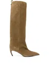 Attico Green Pointed Toe Boots In Brown